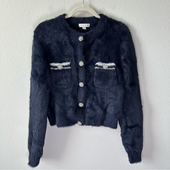 J. Crew Sweaters - NWT J. Crew Sweater Lady Jacket in Brushed Yarn Navy SZ L